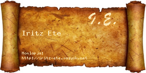 Iritz Ete névjegykártya
